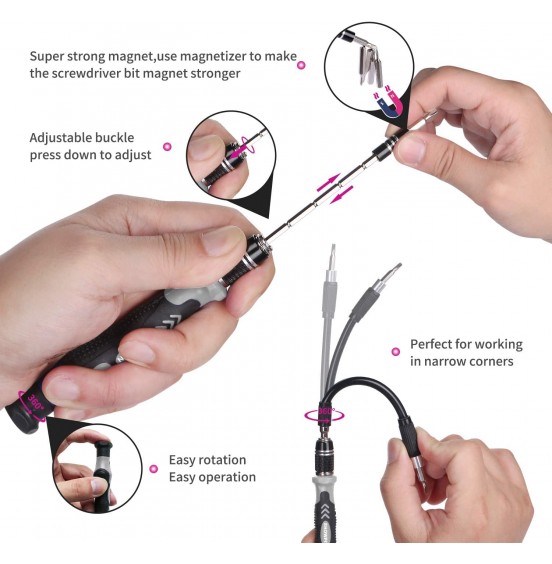 Computer Repair Kit, 122 in 1 Magnetic Laptop Screwdriver Kit, Precision Screwdriver Set, Small Impact Screw Driver Set with Case for Computer, Laptop, PC, for iPhone, Watch, Ps4 DIY Hand Tools -Grey Computer Repair Kit, 122 in 1 Magnetic Laptop Screwdriver Kit, Precision Screwdriver Set, Small Impact Screw Driver Set with Case for Computer, Laptop, PC, for iPhone, Watch, Ps4 DIY Hand Tools -Grey