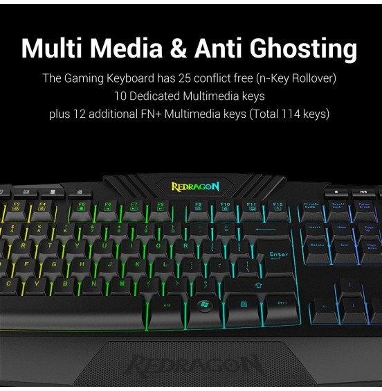Redragon S101 Wired Gaming Keyboard and Mouse Combo RGB Backlit Gaming Keyboard with Multimedia Keys Wrist Rest and Red Backlit Gaming Mouse 3200 DPI for Windows PC Gamers (Black) Redragon S101 Wired Gaming Keyboard and Mouse Combo RGB Backlit Gaming Keyboard with Multimedia Keys Wrist Rest and Red Backlit Gaming Mouse 3200 DPI for Windows PC Gamers (Black)