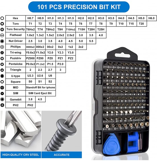 STREBITO Precision Screwdriver Set 124-Piece Electronics Tool Kit with 101 Bits Magnetic Screwdriver Set for Computer, Laptop, Cell Phone, PC, MacBook, iPhone, Nintendo Switch, PS4, PS5, Xbox Repair STREBITO Precision Screwdriver Set 124-Piece Electronics Tool Kit with 101 Bits Magnetic Screwdriver Set for Computer, Laptop, Cell Phone, PC, MacBook, iPhone, Nintendo Switch, PS4, PS5, Xbox Repair